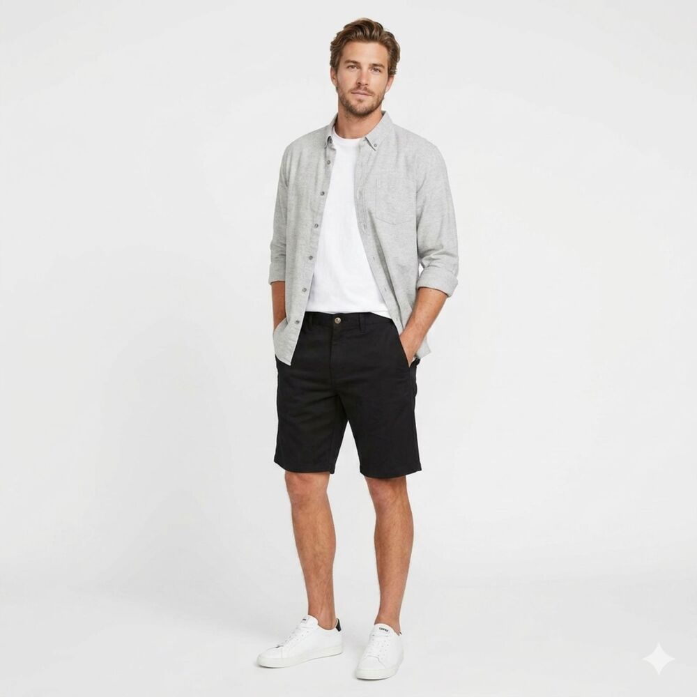 Volcom Frickin Chino Shorts Men 32 Black Casual Skate Stretch Flat Front